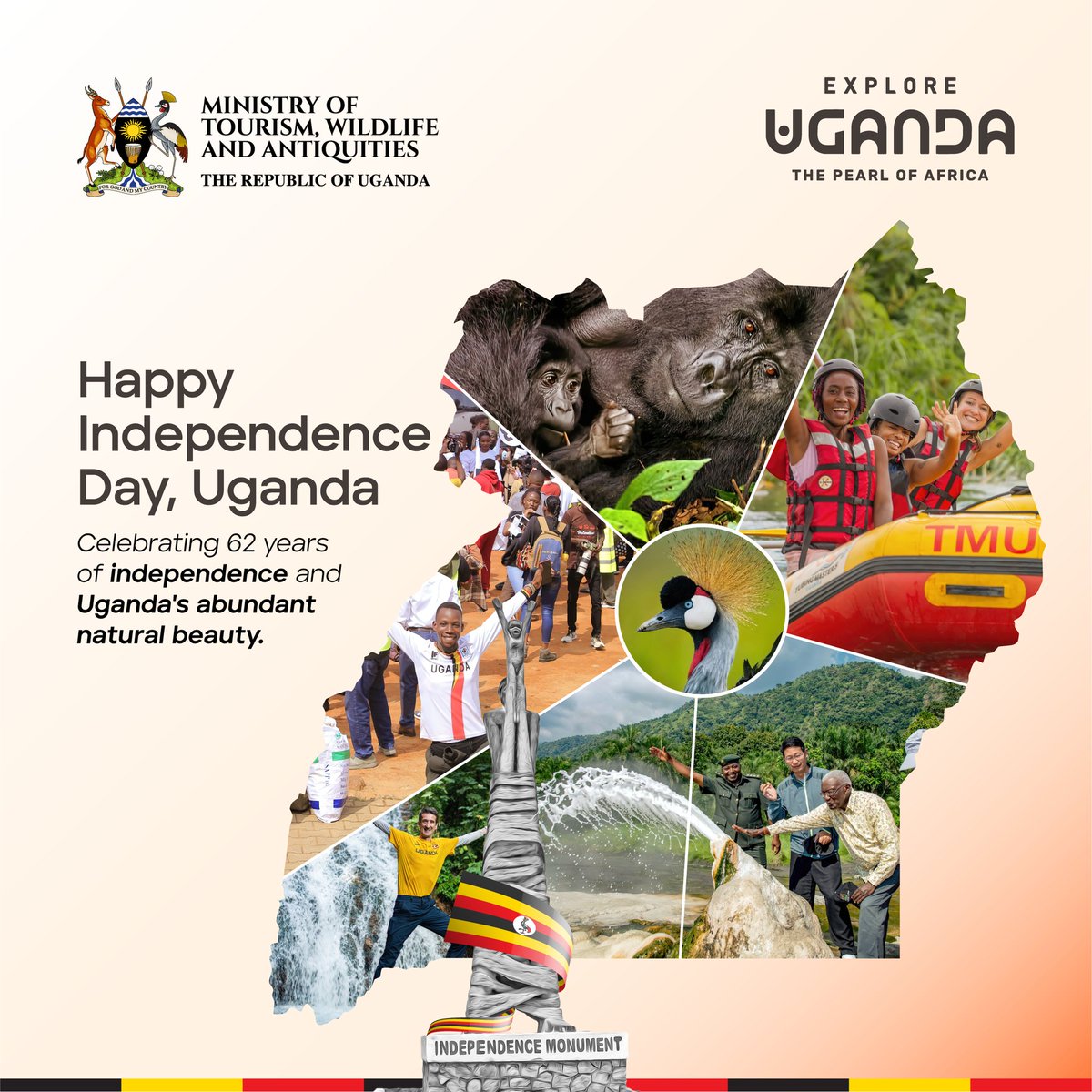 MTWAUganda's tweet photo. Happy Independence Day celebrations Uganda 🇺🇬! Celebrating 62years of Independence &amp; Uganda's abundant natural offerings.62 at 62. #UgandaAt62 #IndependenceDay @mugarra @GovUganda @GCICUganda @KatusiimeDor @ExploreUganda @TourismBoardUg https://t.co/x7JFFxUbcj