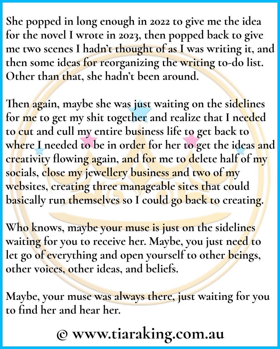 TiaraKingHQ's tweet photo. Do Muses really exist or are we just inspiring ourselves?
.
#tiarakinghq #author #writer #publisher #creativeartist #literarylegend #writing #writerslife #authorlife #creatives #creativity #authormyths #writermyths #wednesdaywisdom #muses https://t.co/fRJBpTBY3w