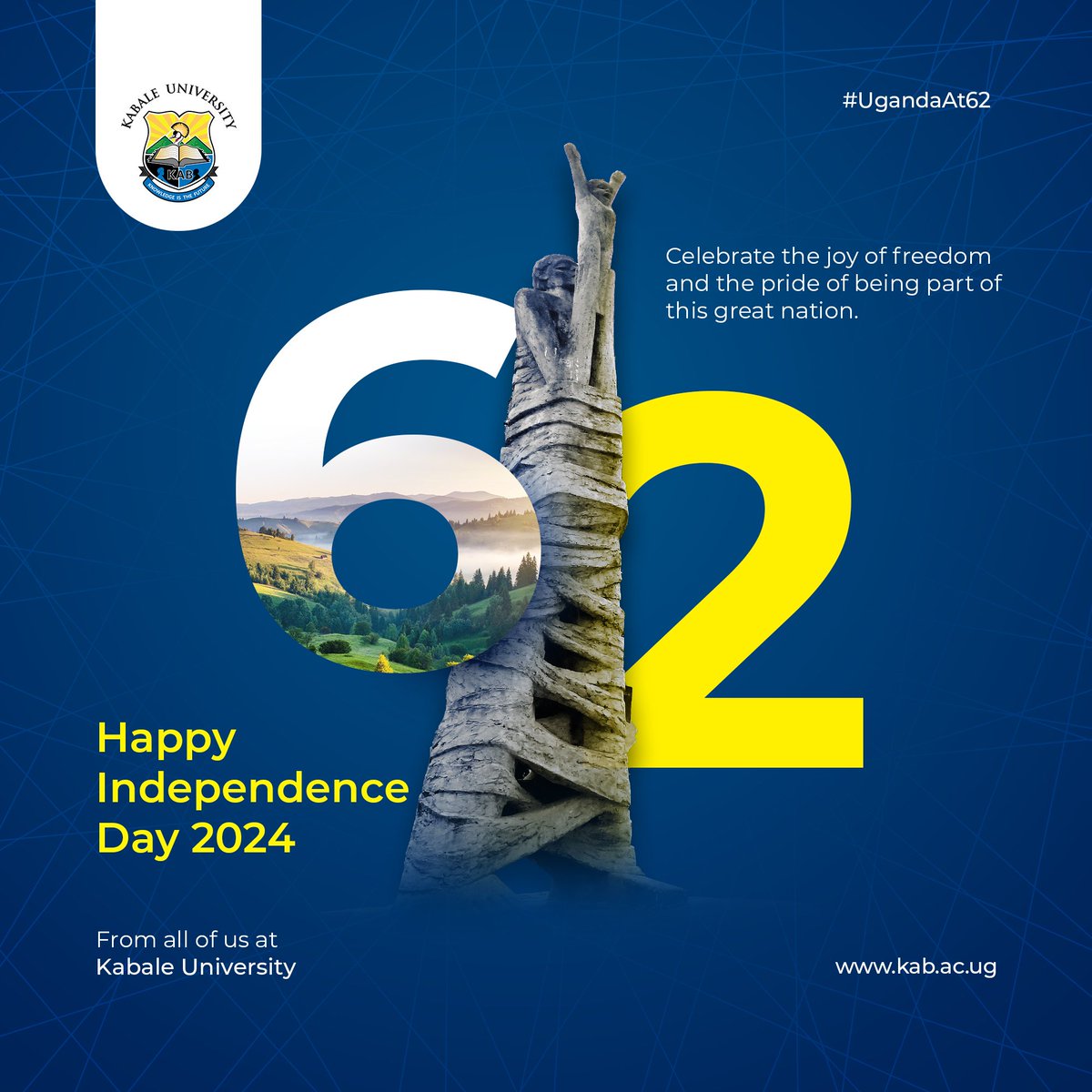 kabuniversity's tweet photo. We congratulate His Excellency, the President of Uganda Gen Y.K Museveni, and all the people of Uganda on this 62 independence anniversary. Hongera sana Uganda. https://t.co/cCxGjpOpk8
