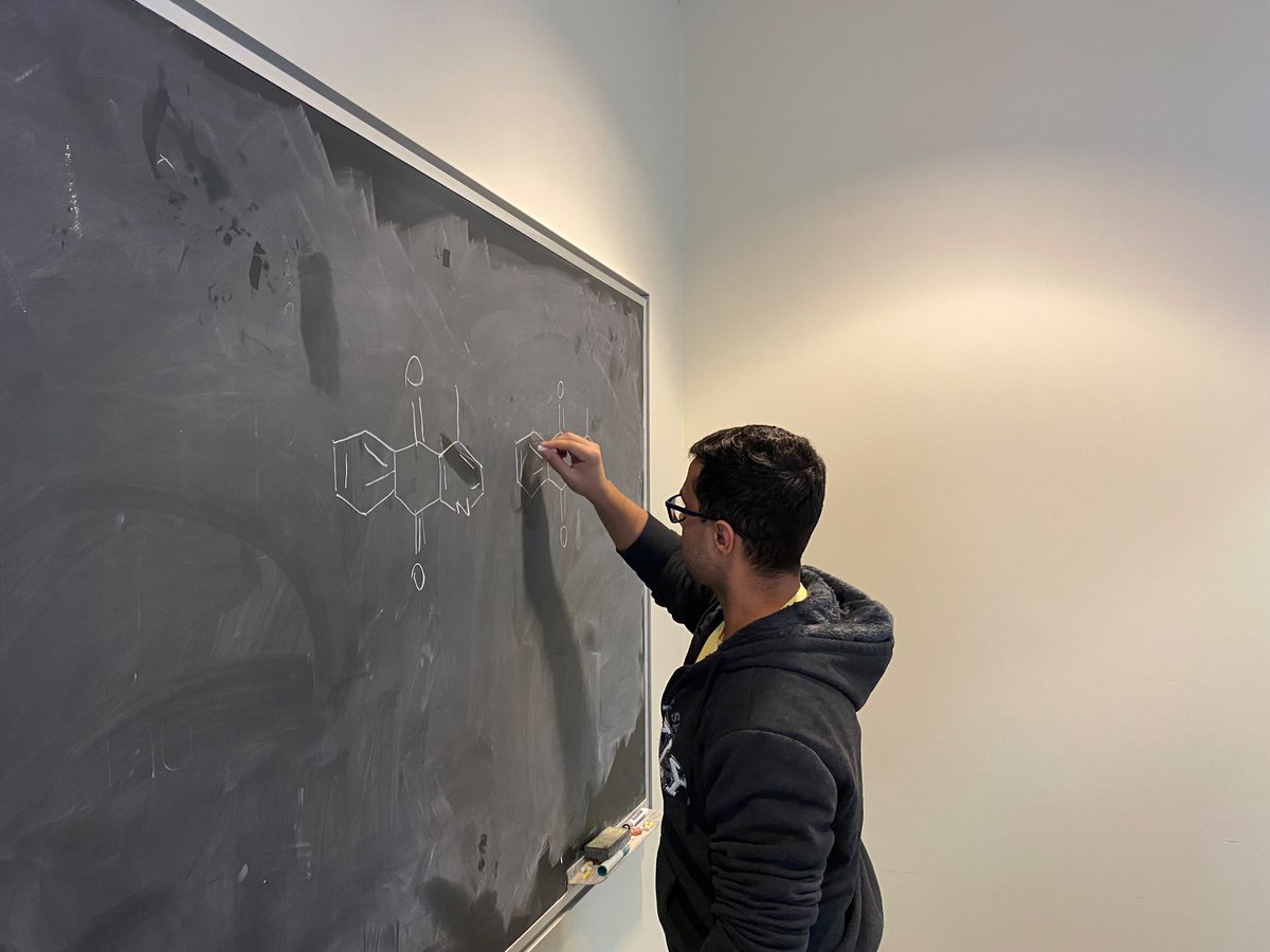 Carlos Totoni - exchange PhD student from 🇧🇷, drawing #antimicrobial #naturalproducts from memory.

International collaborations are the secret ingredient to scientific excellence. ❤️☀️🥽🧪⚗️