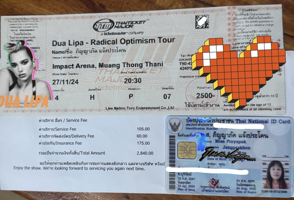 pirapula's tweet photo. ขายบัตรคอนเสิร์ต Dua lipa จำนวน1ใบ ราคา2840บาท รวมส่ง เท่ากับที่กดมา  #dualipa #dualiparadicaloptimismtour #ขายบัตร #ขายบัตรคอน #ขายบัตรคอนเสิร์ต https://t.co/tCHfsbHsxq
