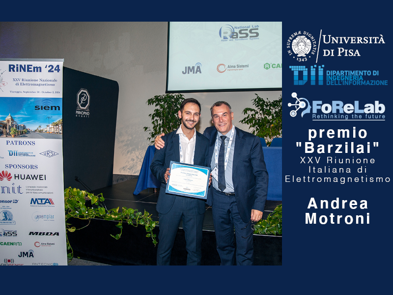 DII_Pisa's tweet image. 🏆Ad Andrea Motroni il premio Barzilai della  #SIEm, per una ricerca  sulla tecnologia #RFID nei settori della logistica e della vendita al dettaglio, portata avanti nei laboratori #crosslab e #forelab del dipartimento shorturl.at/HU9XP #industria50 @Unipisa #IOT