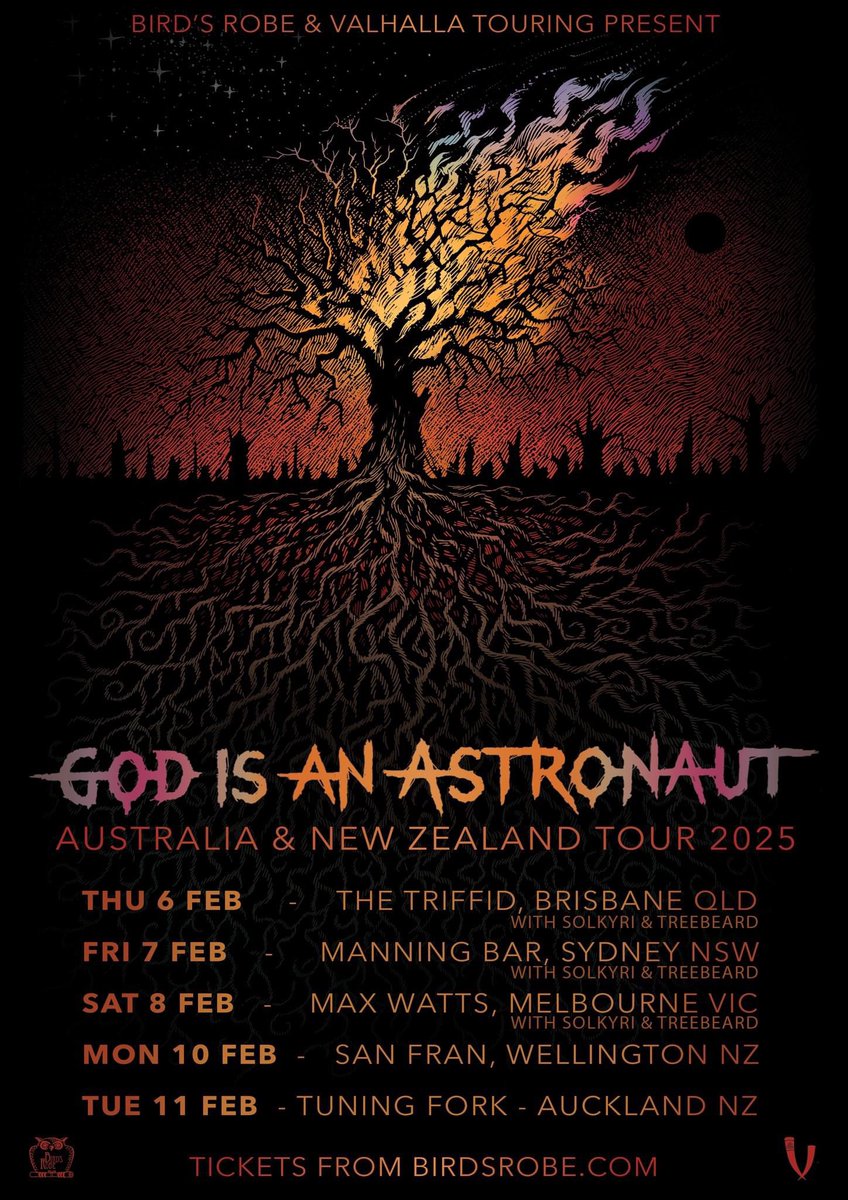We will be supporting post-rock royalty @Giaa_band on their tour of Australia next February. 

🎟️ birdsrobe.com