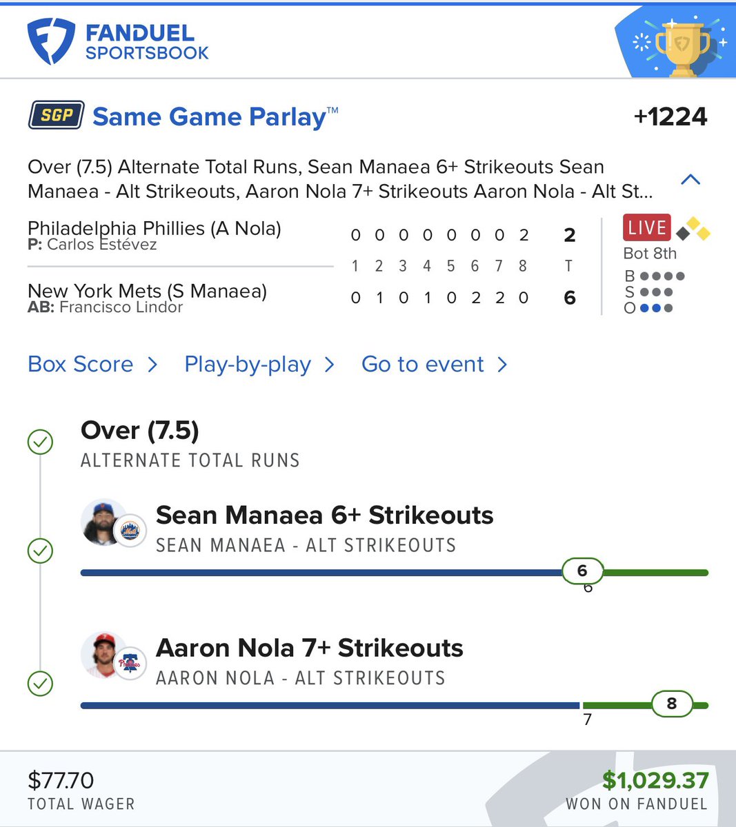 SmartPlaysDaily's tweet photo. BANGGGG!! (+1224) 

✅ $77 -> $1,000 

Posted in @VIPsmartplays 

$20/Month • JOIN HERE -> https://t.co/a5Vdk1Ibza https://t.co/0yGOa5gVtR
