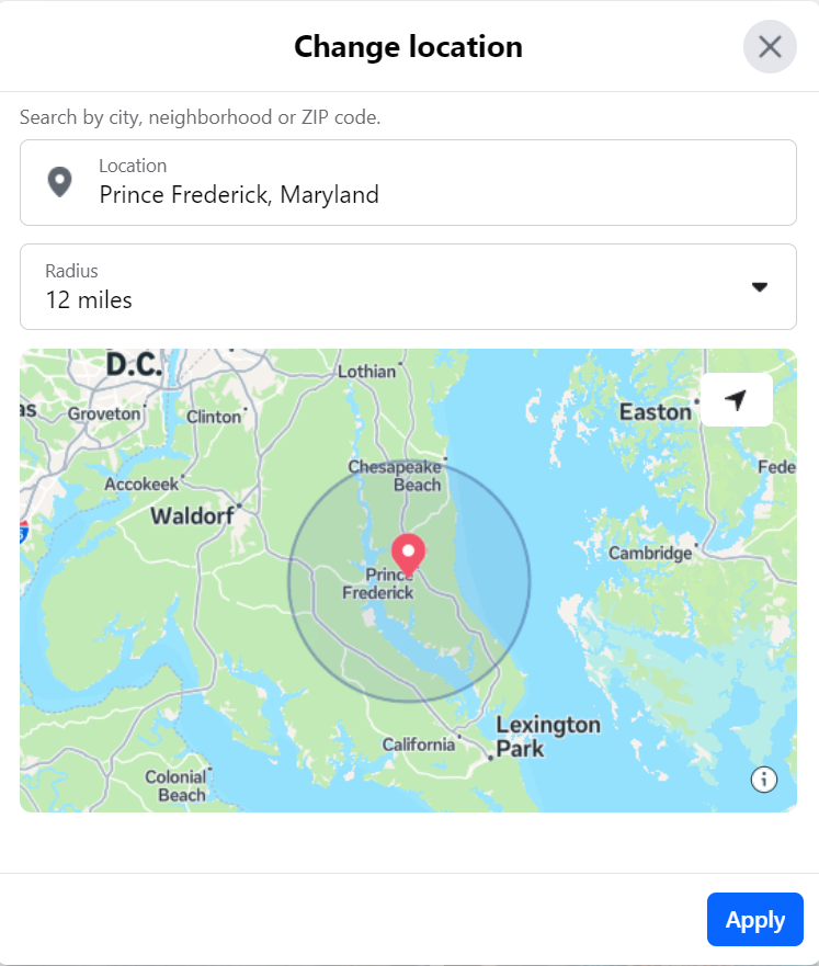 Hey <a href="/facebook/">Facebook</a>, Fix this.  Radial search does us living on peninsulas or islands no good.
