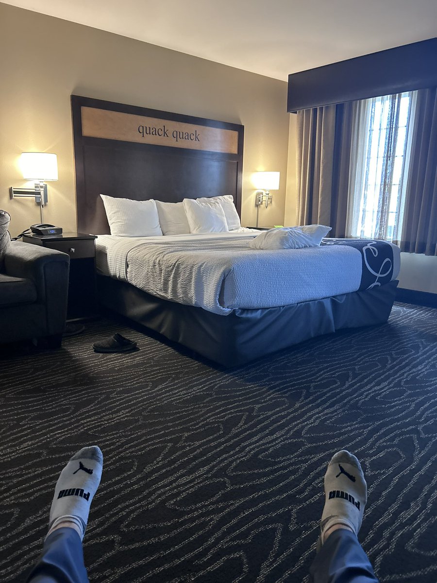 KyleWhite20's tweet photo. I’m staying in a hotel near the duck stadium. Why do I have a cuck chair and why is the duck watching me https://t.co/h9u4jLR7ul