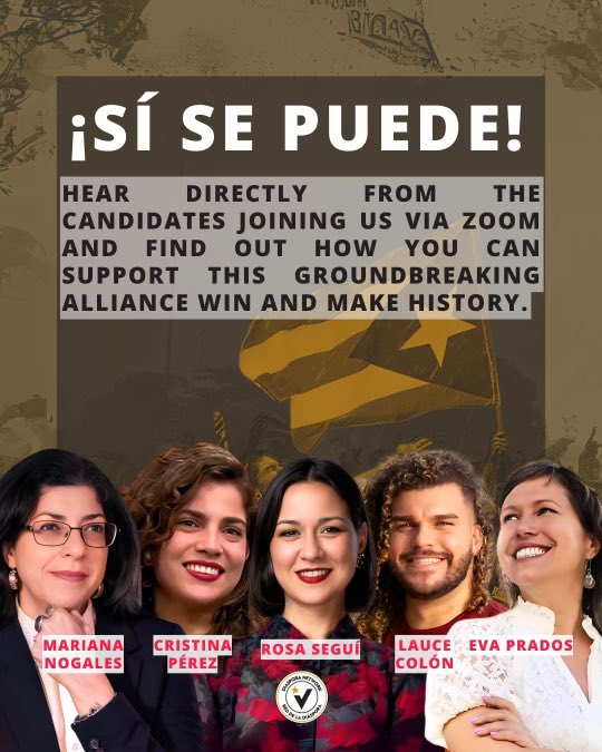 33rdWardWorking's tweet photo. Conversation and solidarity fundraiser with Puerto Rico’s Alianza Candidates! 

Hear directly from the candidates joining us via Zoom and find out how you can support this groundbreaking Alliance win and make history!

This Friday, October 11, 6:30pm, at 3248 W Montrose Ave! https://t.co/eec4dJY6Kv