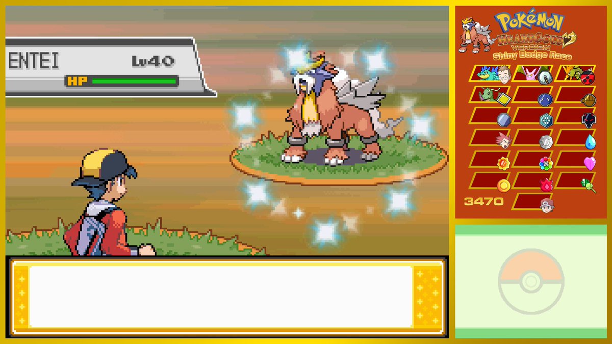 I never have to do this hunt again. Shiny roaming Entei in my HG badge quest after 3,470 resets single system! #ShinyPokemon #Pokemon