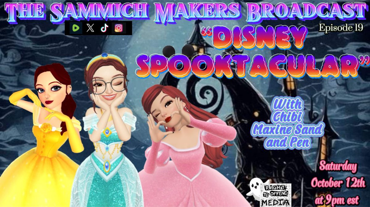 Join Chibi, Maxine and Pen this Saturday for the second episode of Spooky Month. This week will be a Disney Spooktacular! See you there! <a href="/BlameMaxSand/">Max Sand</a> <a href="/ChibiRhiRhi/">Rhi</a>