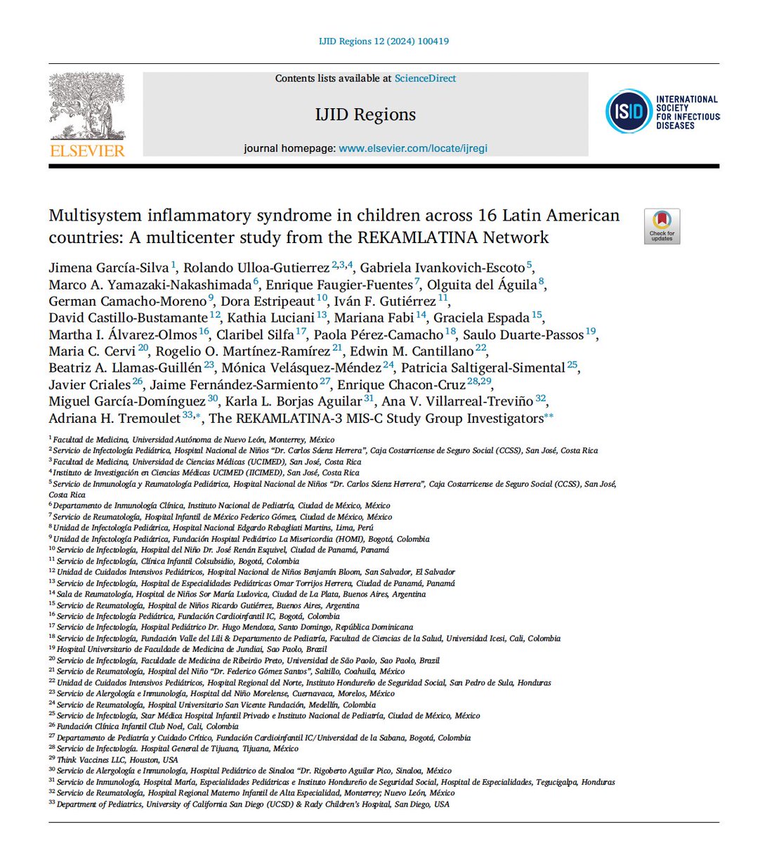 Rolando Ulloa-Gutierrez (@rolandoug) on Twitter photo Nuestra publicación sobre Síndrome Inflamatorio Multisistémico (MIS-C) por #COVID19 en niños y adolescentes de Latinoamérica de <a href="/rekamlatina/">REKAMLATINA:Red Enfermedad Kawasaki América Latina</a>. No sospecharlo al ingreso aumentó la mortalidad! Una razón más para vacunar. <a href="/SLIPEsociedad/">SLIPE sociedad</a> #pedsID #pedsICU.Link:
doi.org/10.1016/j.ijre… Nuestra publicación sobre Síndrome Inflamatorio Multisistémico (MIS-C) por #COVID19 en niños y adolescentes de Latinoamérica de <a href="/rekamlatina/">REKAMLATINA:Red Enfermedad Kawasaki América Latina</a>. No sospecharlo al ingreso aumentó la mortalidad! Una razón más para vacunar. <a href="/SLIPEsociedad/">SLIPE sociedad</a> #pedsID #pedsICU.Link:
doi.org/10.1016/j.ijre…