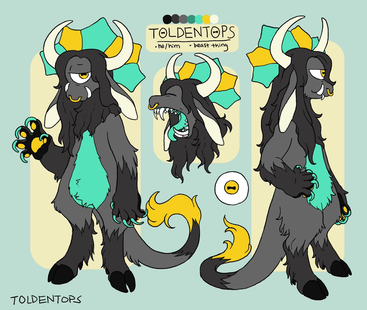 「Finished a shiny new ref for my fursona!」|🐙🦑👁️one-eyed Guy enjoyer👁️ comms openのイラスト