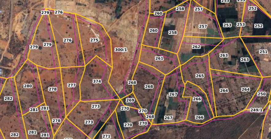 plotscanner_com's tweet image. There are differences in state and central survey maps. In some areas, the difference is huge. Please check before investing in any plot. (Pink - central, Yellow - state).