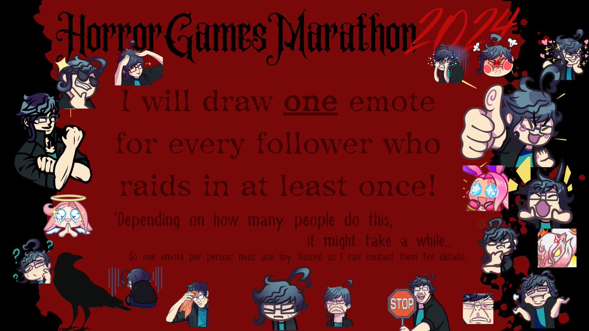 typhonist's tweet photo. ...so stop on by! I would love to chat with fellow fans of pixel horror, as well as maybe be able to use my own dang emotes in my friends' streams (2/2) https://t.co/FaiFfklhwo