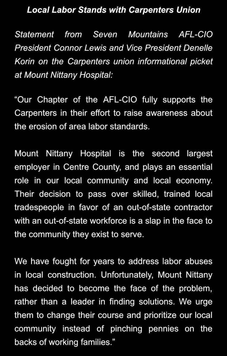 Our Chapter’s statement on Mount Nittany’s actions.