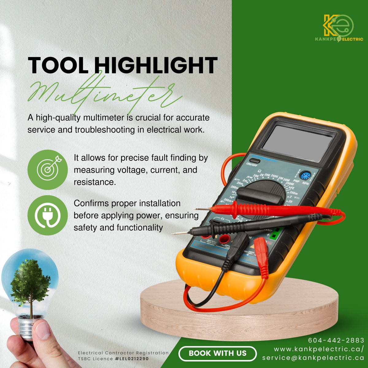KankpkeElectric's tweet image. 🔍 Tool Spotlight: The Multimeter! ⚡ This powerful tool measures voltage, current, and resistance with precision, ensuring accurate diagnostics for all your electrical needs. #ToolSpotlight #MultimeterMagic #KankpeElectric
📩 service@kankpelectric.ca
🌐 kankpelectric.ca