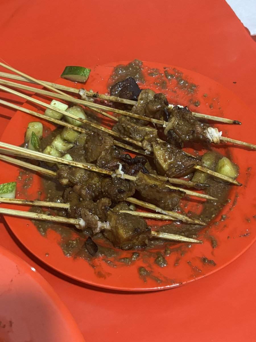 dinirriyani's tweet photo. syg bgt tiap makan sate nyisa segini karena gasuka sm kulit ayam dan jando sapiii😭 https://t.co/Dxg4qrdQIP