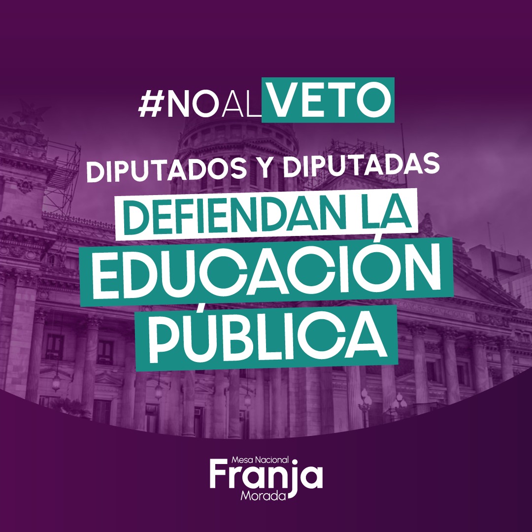 franjanacional's tweet photo. Diputados y diputadas defiendan la voz de los estudiantes ✊

Este miércoles nos encontramos afuera del congreso de la Nación para exigir que no se apruebe el veto de la Ley de Financiamiento Universitario. 

Las UUNN no pueden esperar más. Los estamos mirando 👀

@DiputadosAR https://t.co/TaB6KF8RSJ