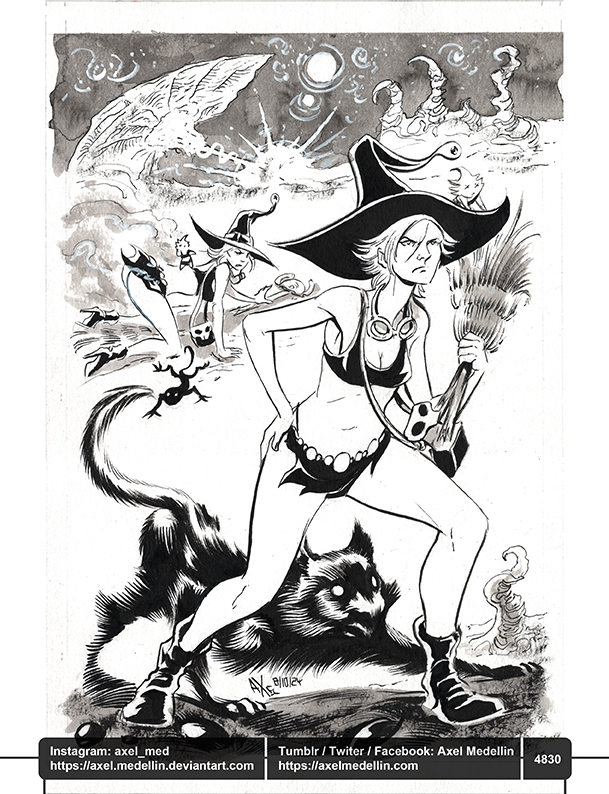 AxelMedellin's tweet photo. #dailydrawing 4380 #dibujodiario #drawingoftheday #witch #comic #day8 #alient #planet #explorer #cat #creature #inktober #inktober2024 #hike #brushandink #traditionalart https://t.co/nOMox6eI8c