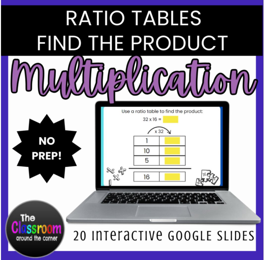 Ratio Tables | Finding Products of Multiplication | Google Slides NO PREP!

 teacherspayteachers.com/Product/Ratio-…

#googleclassroom #teacherspayteachers #tpt #MULTIPLICATION #ratiotables