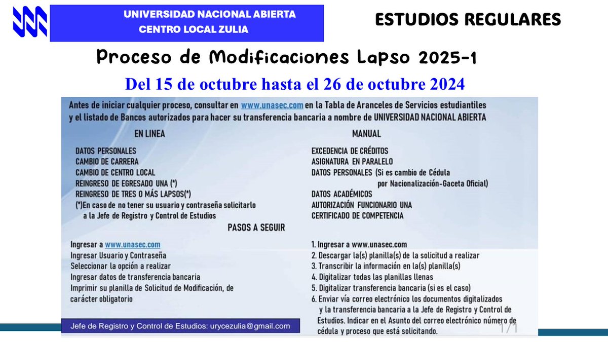 Atención estudiantes regulares