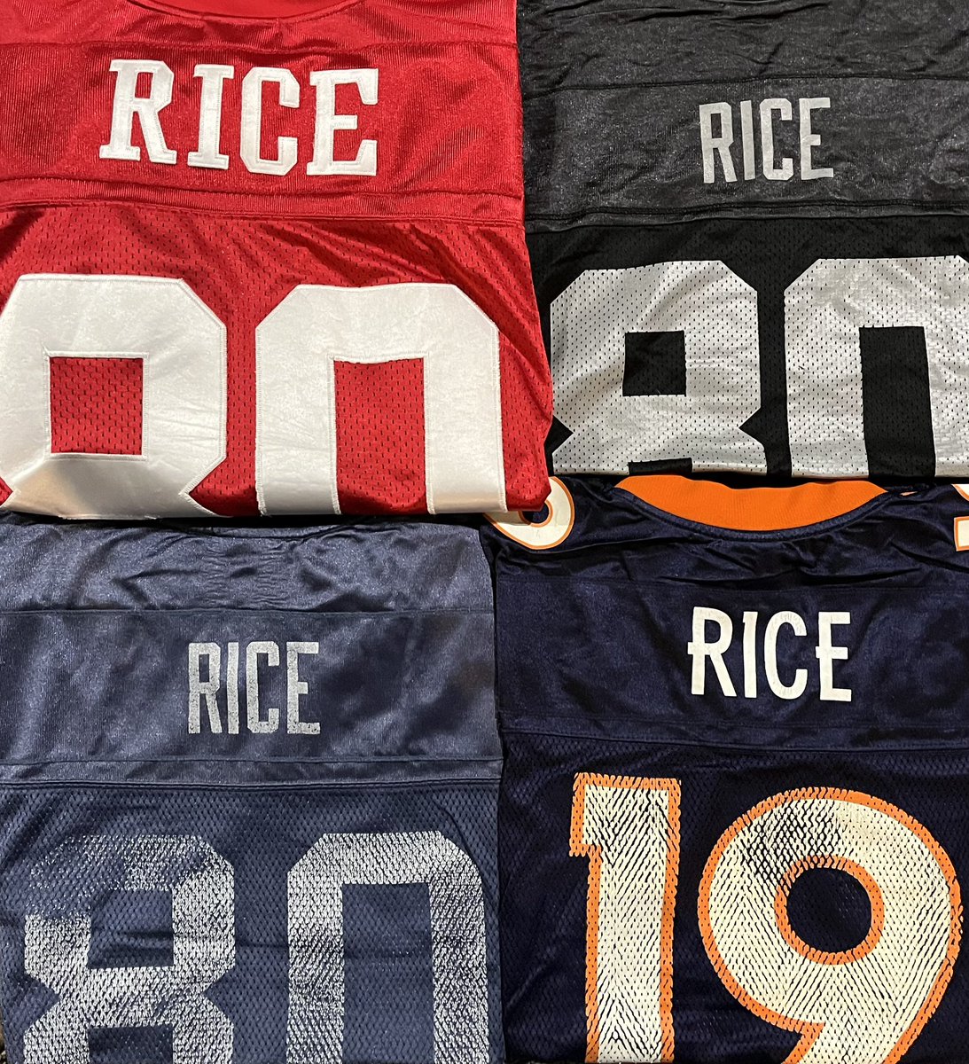 Mitchell_Stad's tweet photo. Like Thanos and infinity stones - my Jerry Rice Jersey collection is complete 🐐 https://t.co/omfy2GnSCa