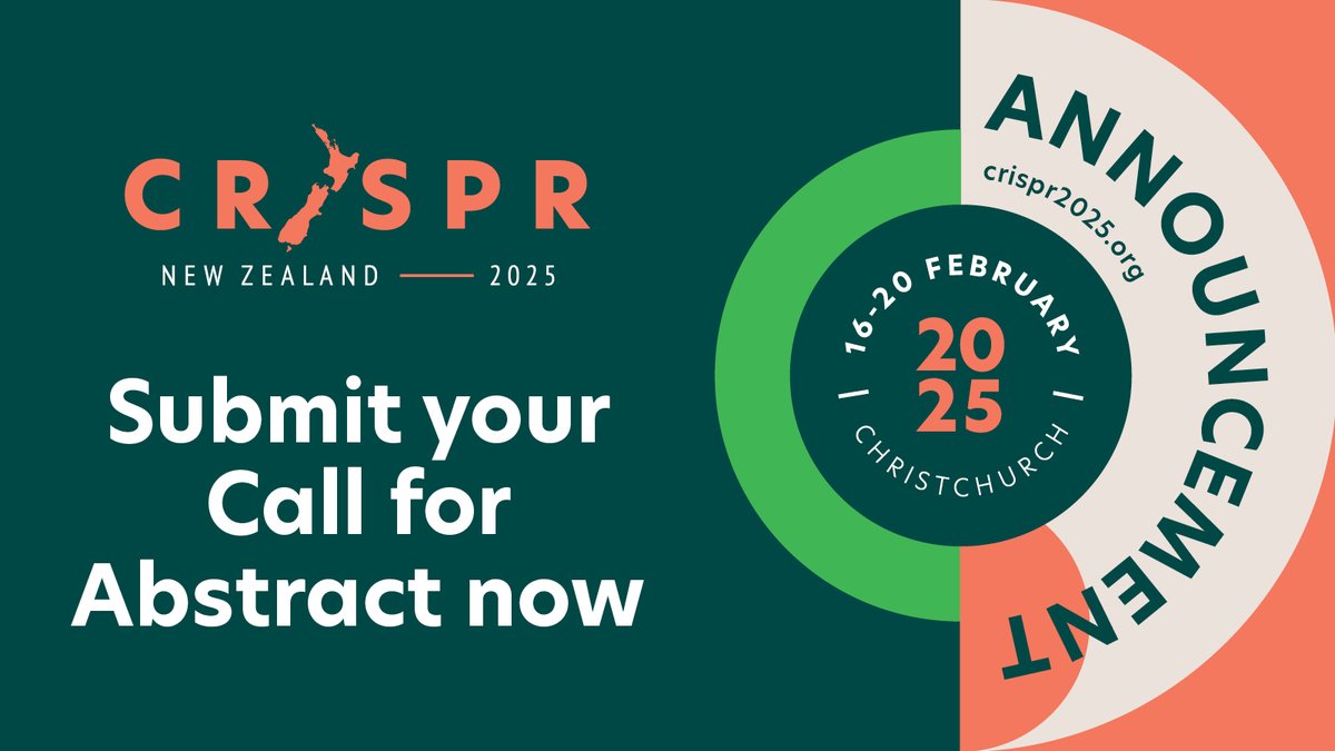 CRISPR2025 (@crisprmeeting) on Twitter photo We invite you to submit an abstract for an oral presentation or poster presentation to share your research, practice knowledge and experiences and be part of the CRISPR programme.
Closing date for abstract submission Friday 11 October.
#crispr #crispr2025 #phage We invite you to submit an abstract for an oral presentation or poster presentation to share your research, practice knowledge and experiences and be part of the CRISPR programme.
Closing date for abstract submission Friday 11 October.
#crispr #crispr2025 #phage