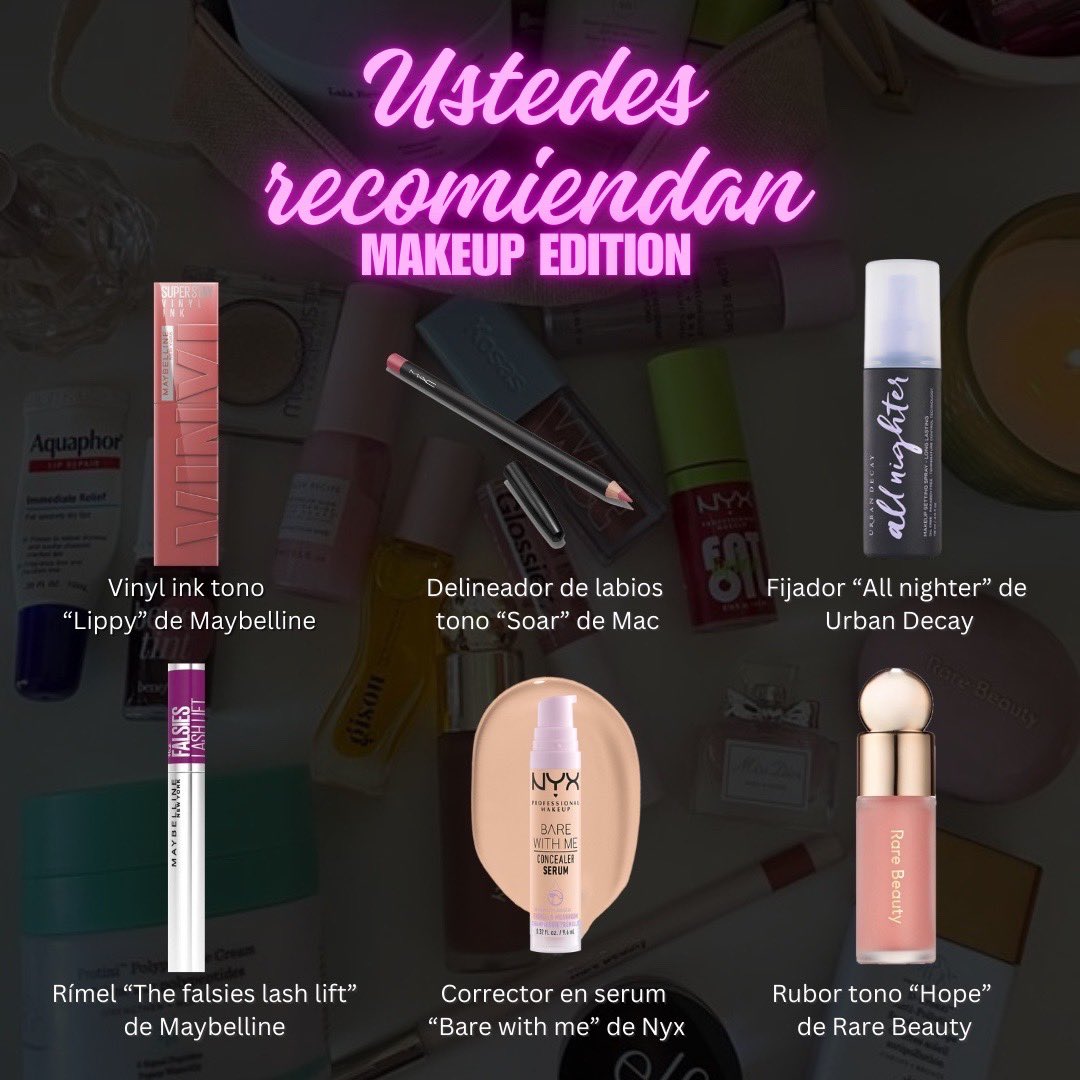 Eradechicas's tweet photo. Los productos recomendados por ustedes, ¿cuál otro agregarías a la lista?💄
#girls #makeup #skincare #slay #eradechicas https://t.co/HA1ui9INkc