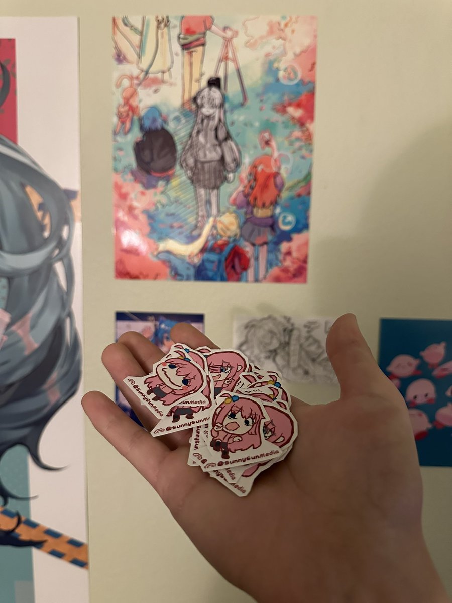SunnySunMedia's tweet photo. Going to see the Bocchi recap movie!

Made some stickers last min to hand out to fellow Bocchi fans 💖 https://t.co/gt0X7V13qQ