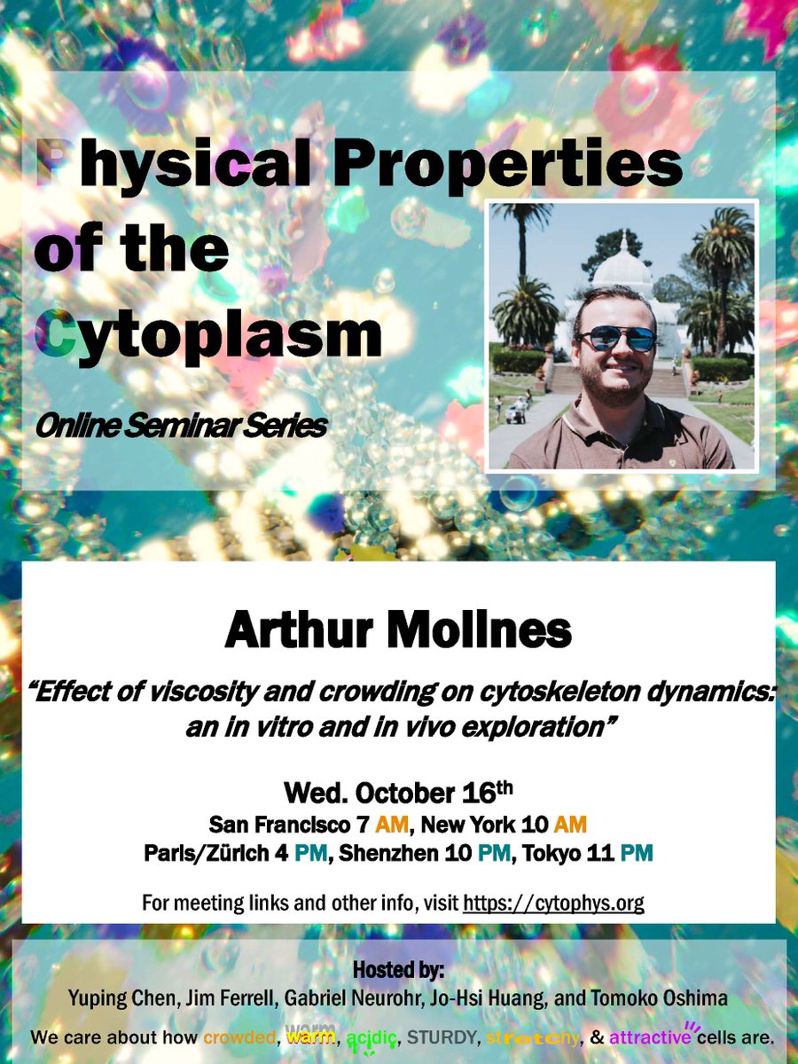 We will have Dr. Arthur Molines for an exciting talk next week! Please join us. cytophys.com