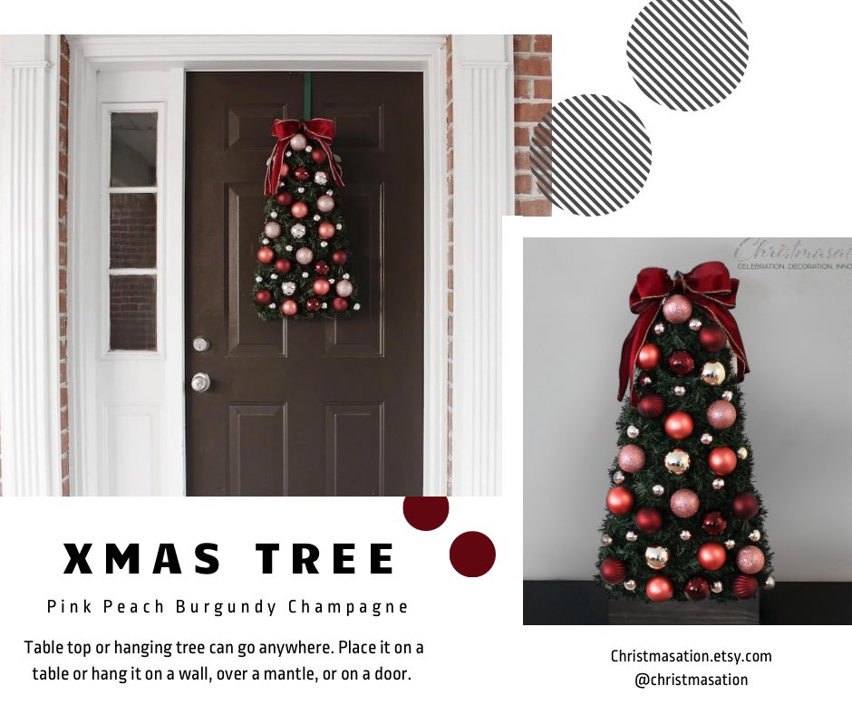 christmasation's tweet photo. Add a touch of elegance to your holiday decor with this Pink Peach Burgundy Champagne Christmas Tree that can go anywhere. Hang it on a wall, door, or window or place it on a tabletop.
https://t.co/chuzJ3bF2Y
#hangingtree #Christmastree #xmas
#xmastree #ornamenttree #flattree https://t.co/sR8IbGAEml