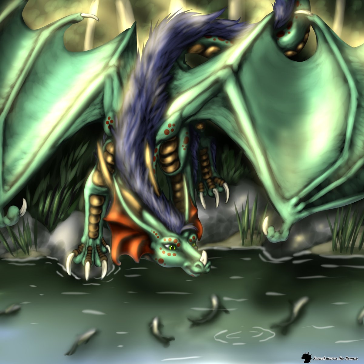 Quite proud of this one - Perianth observing the fish in a forested pond