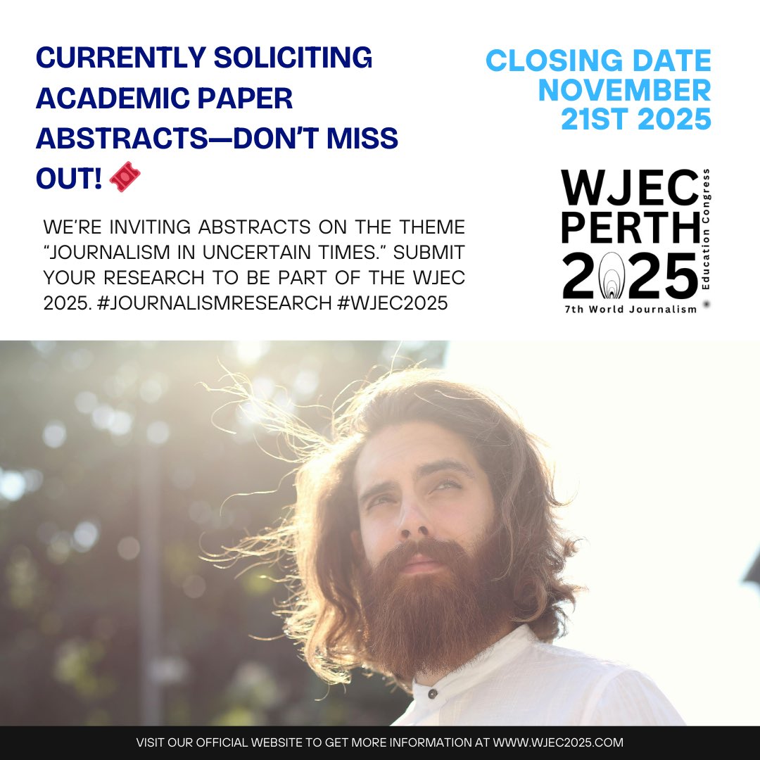 Currently soliciting academic paper abstracts—don’t miss out! We’re inviting abstracts on the theme “Journalism in Uncertain Times.” Submit your research to be part of the WJEC 2025. Link in bio!

#journalism #conference