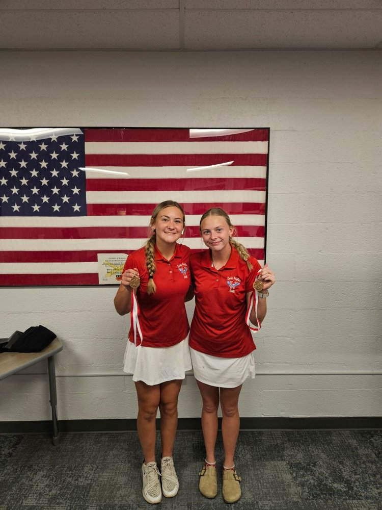 Graceyn Hedrick 10th place &amp; Grace Brunmeier 7th place medal at the Pioneer League Golf Tournament!