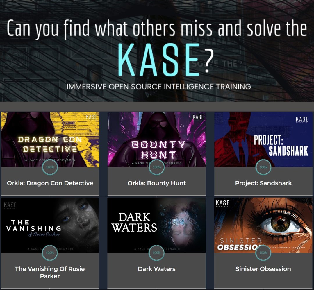 Today's Training Tuesday Highlight is <a href="/kasescenarios/">Kase Scenarios</a>  founded by <a href="/Zewensec/">zewen(inactive, but you can find me on Bluesky)</a> and <a href="/wondersmith_rae/">Rae Baker | wondersmith_rae</a>!

Want to learn OSINT by doing? They offer 100% hands-on immersive OSINT training scenarios ranging from beginner to advanced. I completed all of their scenarios and absolutely LOVED