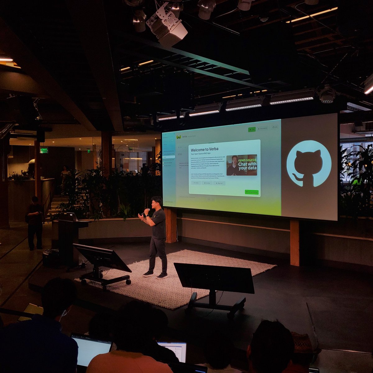 samkitkat_'s tweet photo. it's time for another hack night! 💻🌛
hosted by @itsajchan @weaviate_io
with demos and challenges using @wordware_ai, @friendliai, @dify_ai, & @aparavisoftware 🎉
here with my hacking buddies @artiestar1 & @tinathetechiee ✨😊
#hacknightatgithub https://t.co/ob2ZJETvd0