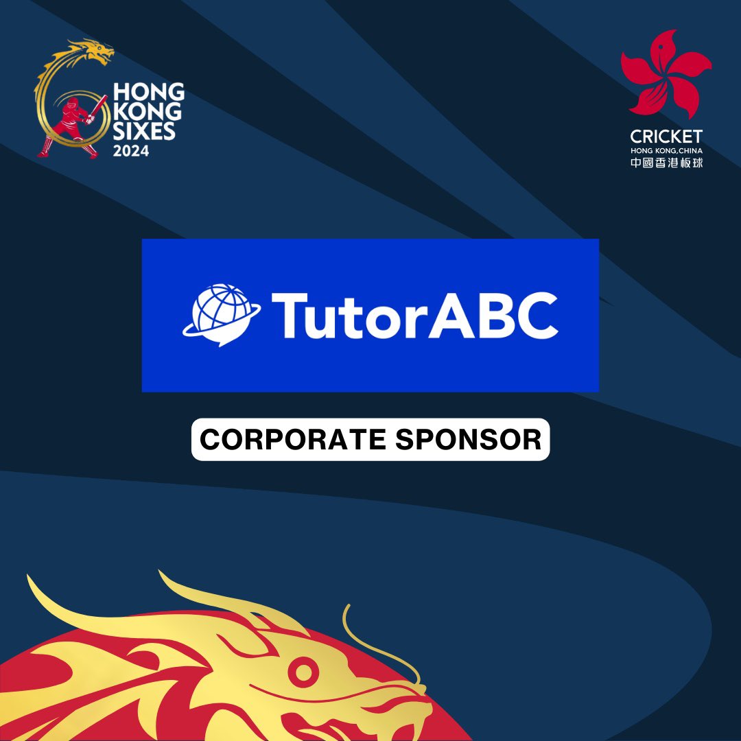 CricketHK's tweet photo. We are proud to announce TutorABC as our corporate sponsor for The Hong Kong Sixes! 🏏
Tickets available now at HKTicketing: https://t.co/T6XzgnLlqW
#HongKongSixes #Cricket #TutorABC https://t.co/1C4t18y7py