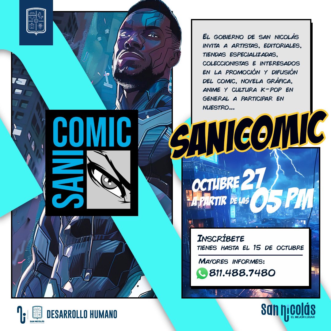 SaniComic 😎 

Cosplayers, su momento de brillar 🙌💫
Inscríbete a nuestro concurso de Cosplay (adultos), tienes hasta el 15 de octubre. 

Mayores informes vía WhatsApp: 811 488 7480