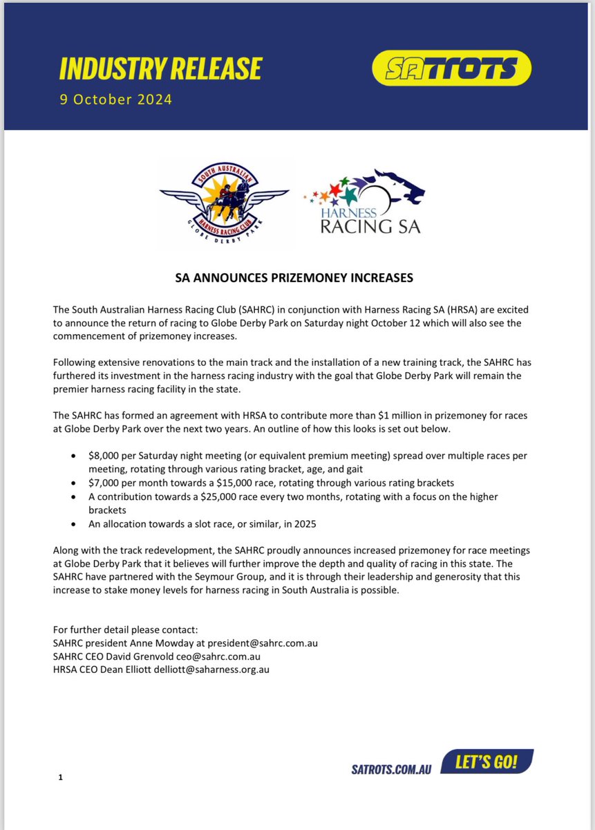 HarnessRacingSA's tweet image. 🗞️ 👇