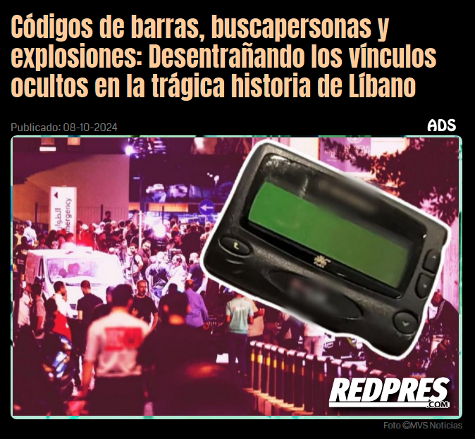RedpresNoticias's tweet image. 📌 Códigos de barras, buscapersonas y explosiones: Desentrañando los vínculos ocultos en la trágica historia de Líbano

🔎 redpres.com/t42552-codigos…

Tags | 🏷️ #CódigosBarras #Tecnología #Impresoras #Control #Dispositivos