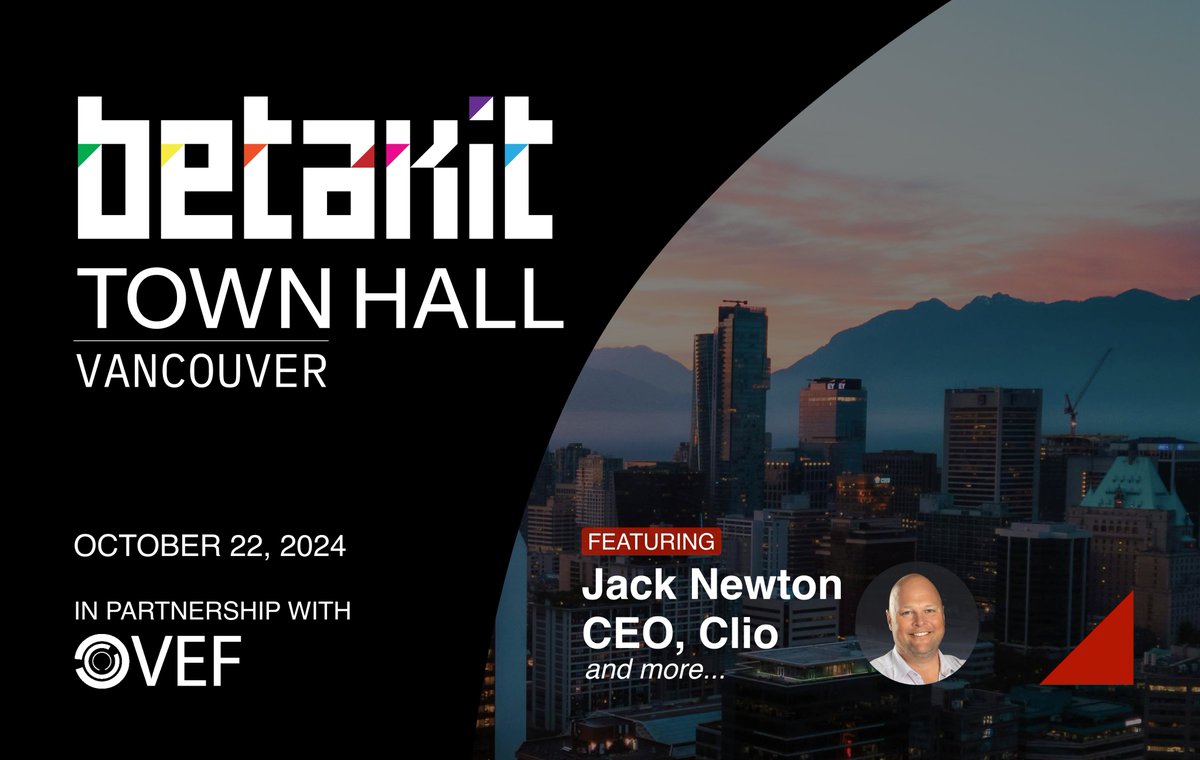VEF (@vefdotorg) on Twitter photo Join us for <a href="/BetaKit/">BetaKit</a> Town Hall: Vancouver, in collaboration with <a href="/vefdotorg/">VEF</a>, happening on October 22, 2024!
We’re bringing together top founders & leaders from BC and beyond to dive into the future of tech.
limited tickets available, grab yours now: lu.ma/4ho4i5mk Join us for <a href="/BetaKit/">BetaKit</a> Town Hall: Vancouver, in collaboration with <a href="/vefdotorg/">VEF</a>, happening on October 22, 2024!
We’re bringing together top founders & leaders from BC and beyond to dive into the future of tech.
limited tickets available, grab yours now: lu.ma/4ho4i5mk