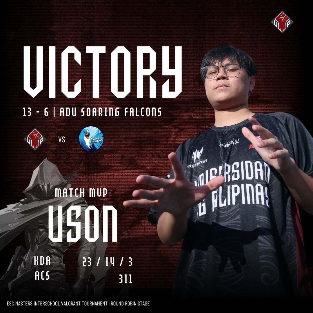 up_evt's tweet photo. WEEKEND RECAP: VALORANT

The UP Fighting Maroons’ 4-0 sweep at the Round Robin stage for ESC Masters Interschool Valorant Tournament last Oct 5-6!

#UPEVT #UPFightingMaroons
#UPFight #UPWin https://t.co/LdM3UxogCb