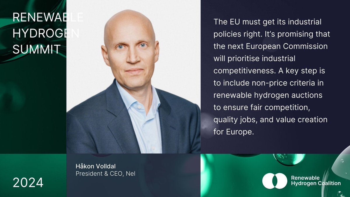 Renewable Hydrogen Coalition (@renewableh2eu) on Twitter photo Håkon Volldal, CEO of <a href="/nelhydrogen/">Nel Hydrogen</a>, will be speaking at #RHS2024!
As Vice-chair of the Renewable Hydrogen Coalition, he will kick off our first session with a look at the progress since last year’s Summit & the key challenges still ahead.
Register here: shorturl.at/nrrMV Håkon Volldal, CEO of <a href="/nelhydrogen/">Nel Hydrogen</a>, will be speaking at #RHS2024!
As Vice-chair of the Renewable Hydrogen Coalition, he will kick off our first session with a look at the progress since last year’s Summit & the key challenges still ahead.
Register here: shorturl.at/nrrMV