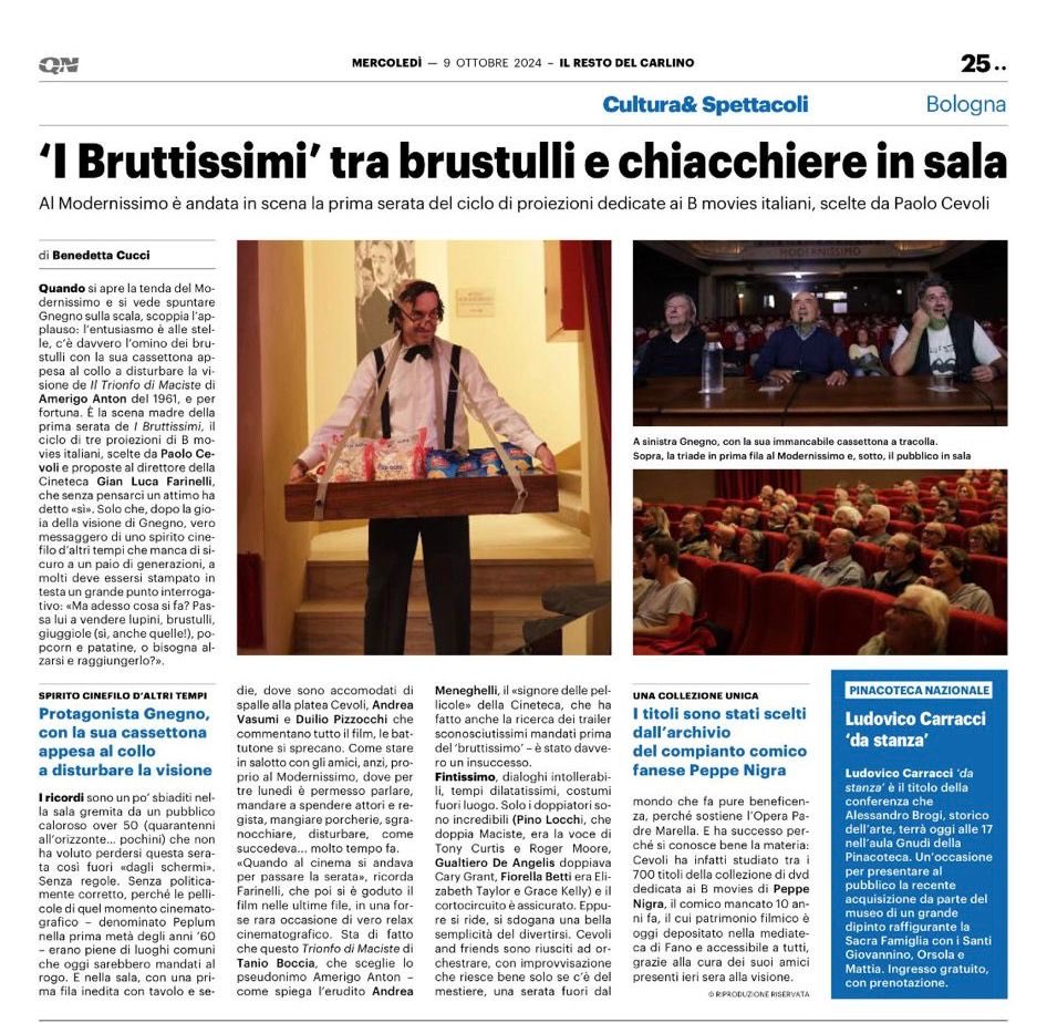 ⁦<a href="/fondopeppenigra/">Fondo Peppe Nigra</a>⁩ #cinema B movie  #Bologna ⁦<a href="/cinetecabologna/">Cineteca di Bologna</a>⁩ con Paolo  Cevoli #Maciste Cinema Modernissimo 🔝🎬🎥