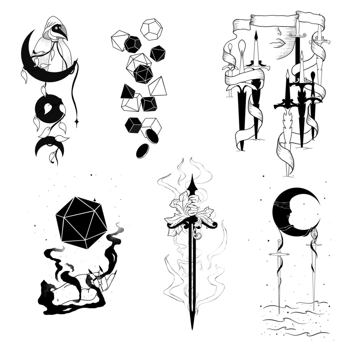 Alderdoodle's tweet photo. Ok, for this month's freebie I've decided to do a flash sheet of sorts with mini spot illustrations and symbols and whatnots and bits and bobs.
But now I need you to come at me with what you want to see. Need a symbol? A moth? Lemme know and I might include it! ✨👀 https://t.co/HQLFVey5Ro