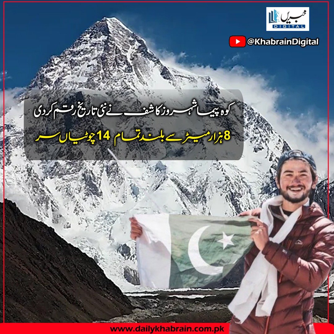 daily_khabrain's tweet photo. کوہ پیما شہروز کاشف نے نئی تاریخ رقم کردی
8 ہزار میٹر سے بلند تمام 14 چوٹیاں سر
https://t.co/Ff3gmdhaIp
Tap on the link to read full story 👆
#khabraindigital
#Mountaineers
#ShahrozKashif
#created
#newhistory
#14peaks
#Above
#8thousand
#meters https://t.co/RP9I4Zf0Kf