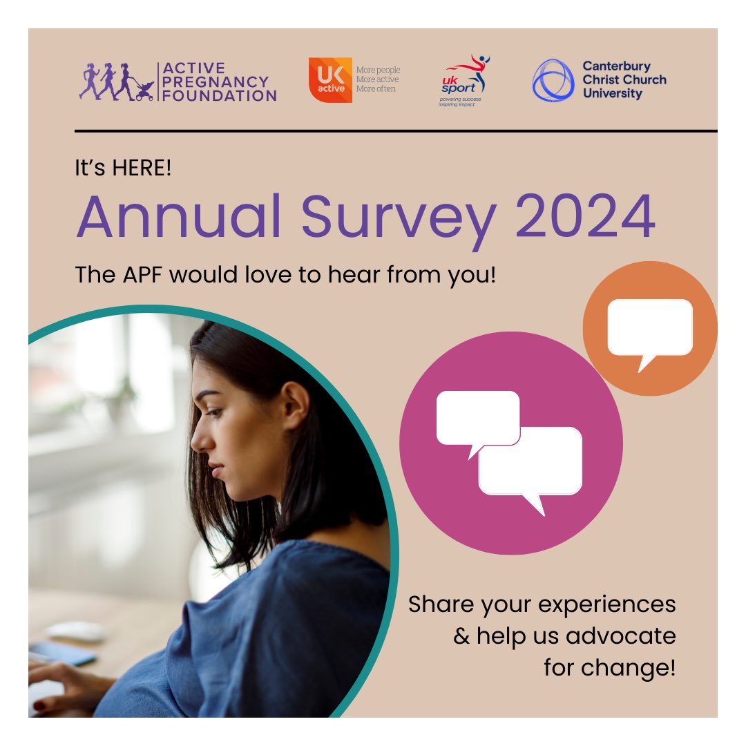 Sally Kettle (@sallykettle) on Twitter photo The <a href="/PregnancyActive/">ActivePregnancyFoundation</a> is conducting a survey for pregnant & postnatal women in the UK. This is an opportunity for women to share their challenges related to physical activity during pregnancy and after childbirth. 🌹👶
Please spread the word! 👇
surveymonkey.com/r/APF2024 The <a href="/PregnancyActive/">ActivePregnancyFoundation</a> is conducting a survey for pregnant & postnatal women in the UK. This is an opportunity for women to share their challenges related to physical activity during pregnancy and after childbirth. 🌹👶
Please spread the word! 👇
surveymonkey.com/r/APF2024