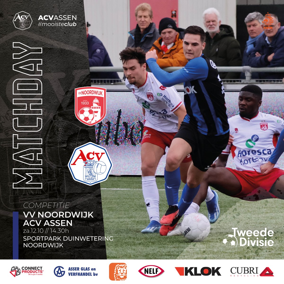 𝐌𝐀𝐓𝐂𝐇𝐃𝐀𝐘! 🤩

⚔️ ACV kruist vandaag op Sportpark Duinwetering de degens met Noordwijk. Ben jij er bij? Kom ook en support ACV!

Veel succes boys! 💙🖤

#nooacv #mooisteclub