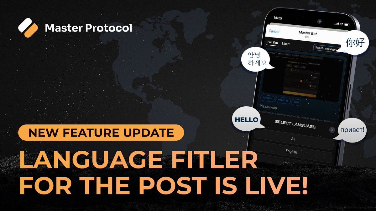 🔥 Get ready! Master Bot just dropped an EPIC upgrade today! You won't want to miss the already amazing SocialFi features getting even better! 🚀

🌐 Language selection is live now—select your language &amp; customize your experience like never before!

👉 t.me/master_social_…