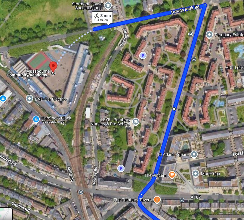 hackney_cycling's tweet photo. We believe one of Hackney Council's ambitions for the Pembury Circus redesign SHOULD BE for secondary school students to use it to cycle to school independently. 
Mossbourne Community Academy is a 3 minute cycle-ride from the junction.
Pembury Circus must be safe for students. https://t.co/jEdzsFSDM6