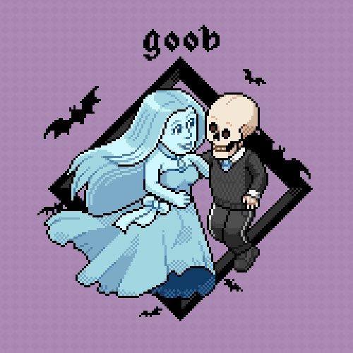 StrayGoob's tweet photo. #HabboOrigins | Ms Vamp and Mr Brain Election entry

Melody Villa &amp; Nickolas Duke together forever in the afterlife, one way or another. 

Love doesn't end after death, after all. https://t.co/GKwvvzzMSc